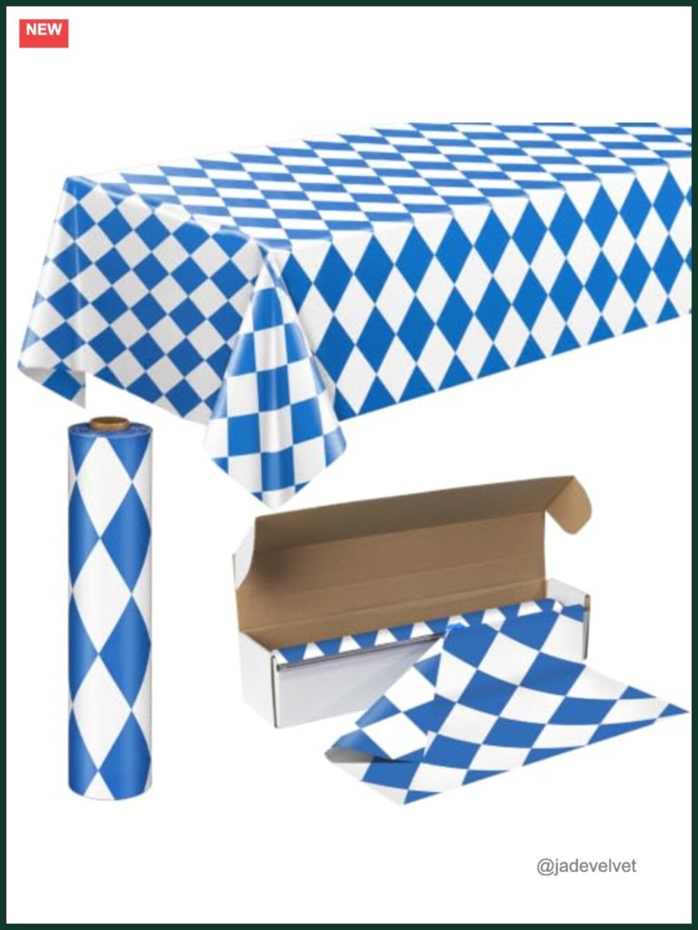 Oktoberfest Plastic Tablecloth Roll 54" x 100 Ft with Cutter Box